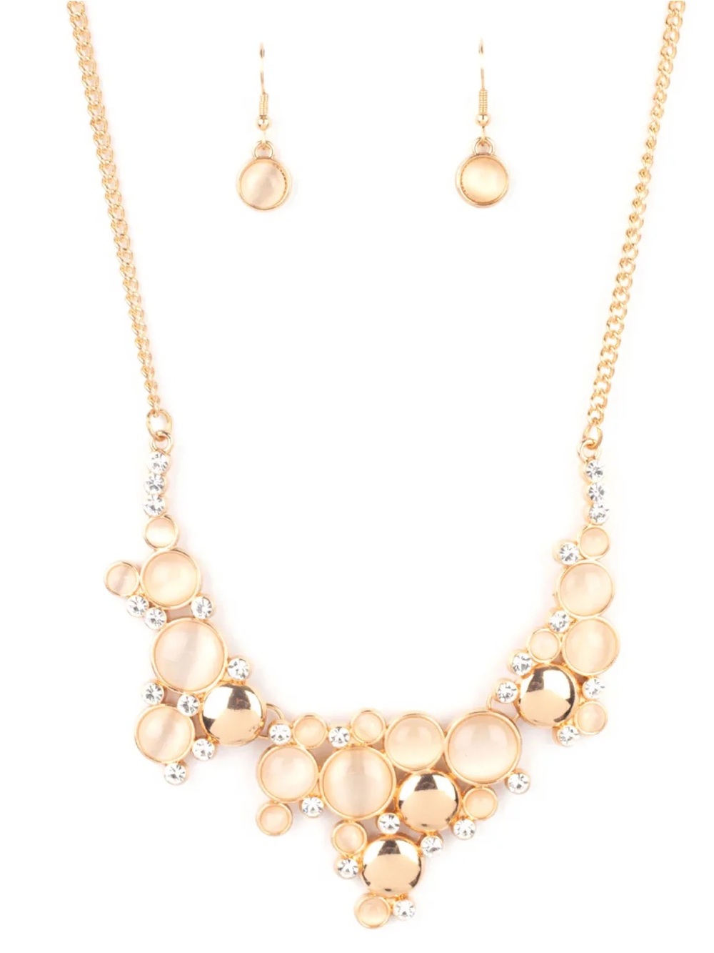 Gold Bubble Statement Necklace and Earring Set